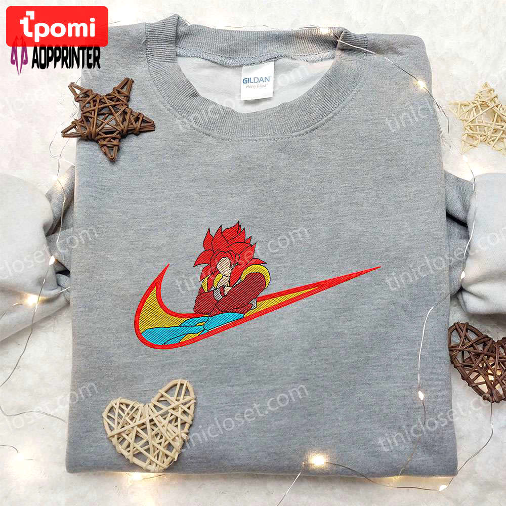 Gogeta ss4 x nike embroidered shirt: dragon ball custom apparel Embroidered Shirt