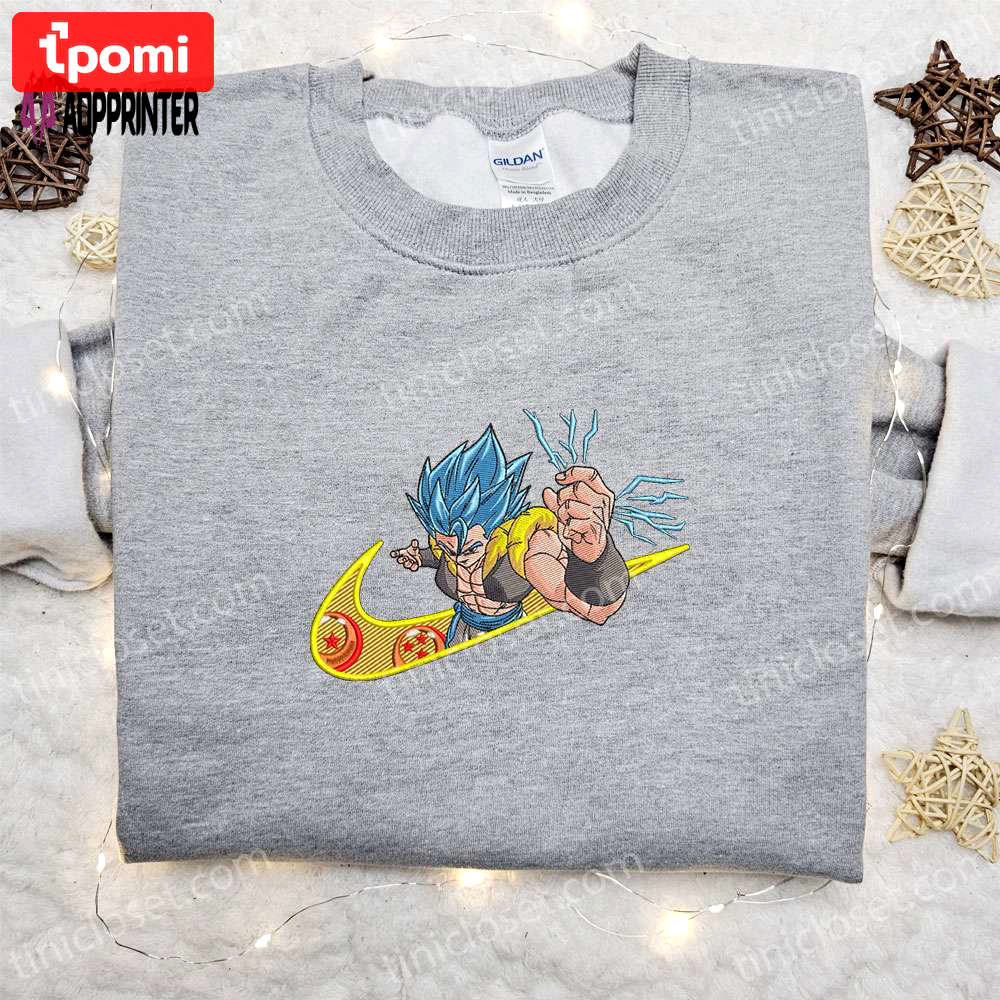 Gogeta x swoosh anime embroidered sweatshirt – best dragon ball birthday gift Embroidered Shirt