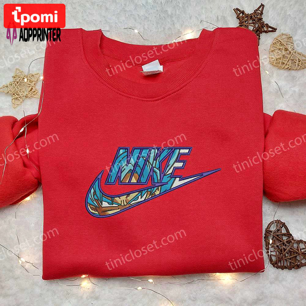 Goku blue x nike embroidered shirt: dragon ball custom apparel Embroidered Shirt