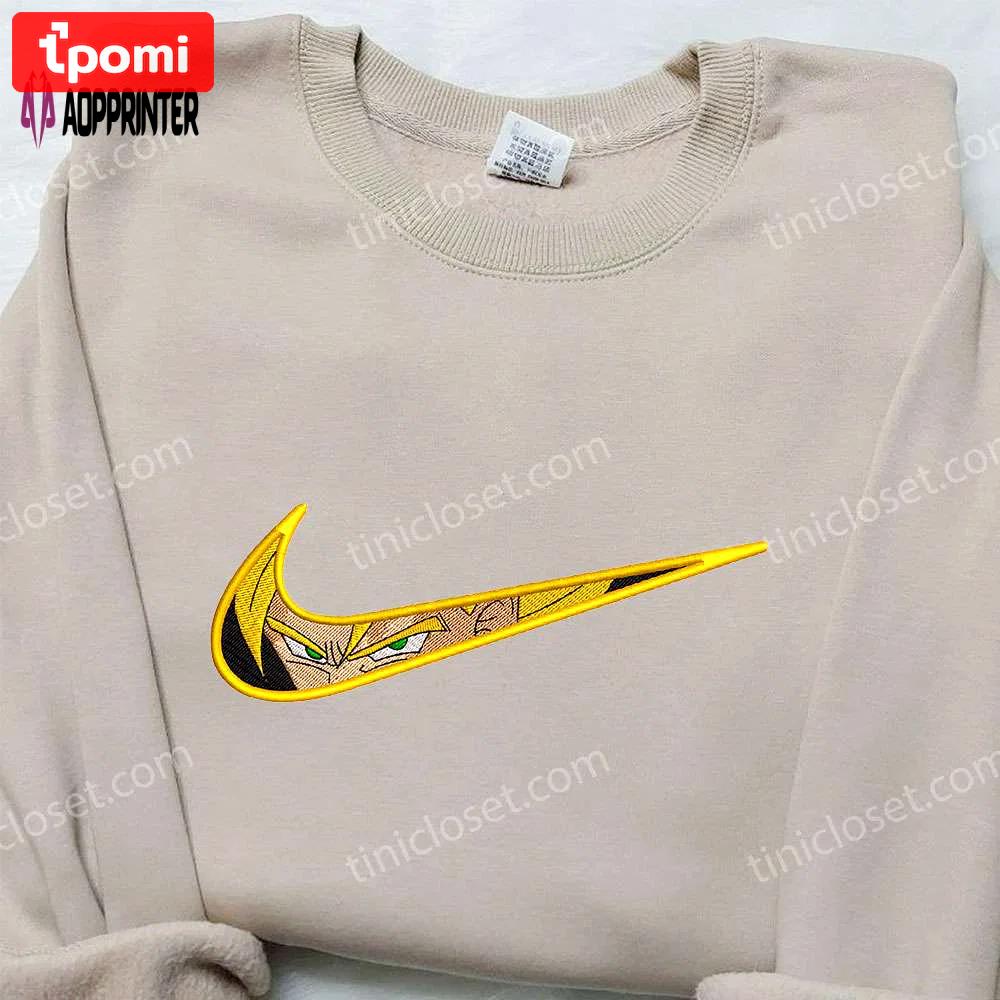 Goku super saiyan 2 x nike swoosh embroidered sweatshirt dragon ball shirt nike inspired Embroidered Shirt