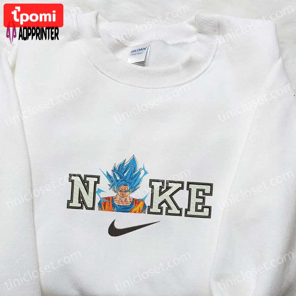 Goku super saiyan blue x nike anime embroidered shirt dragon ball & nike inspired Embroidered Shirt