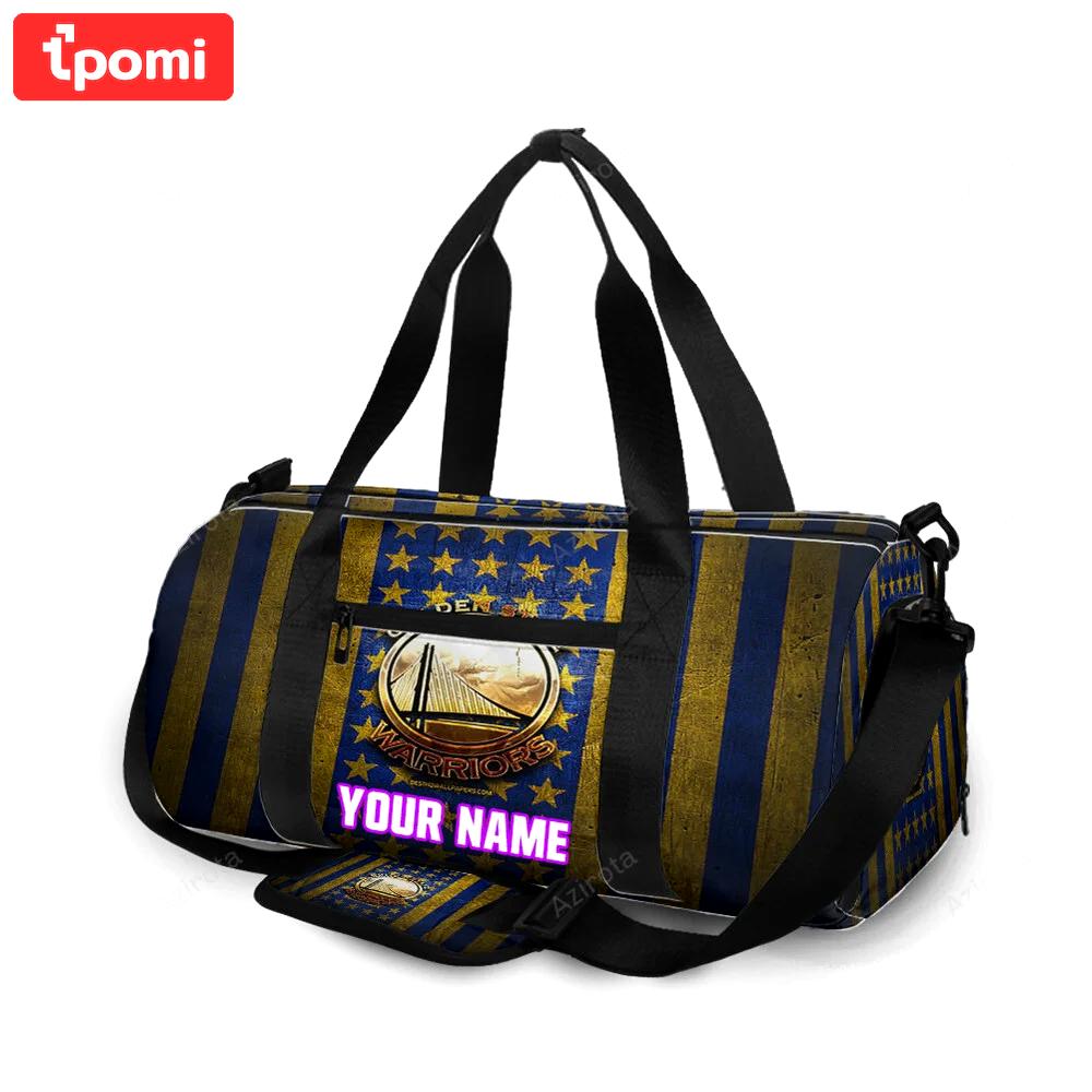 Golden state warriors emblem flag texture vintage personalized name travel bag gym bag 954 Travel Bag