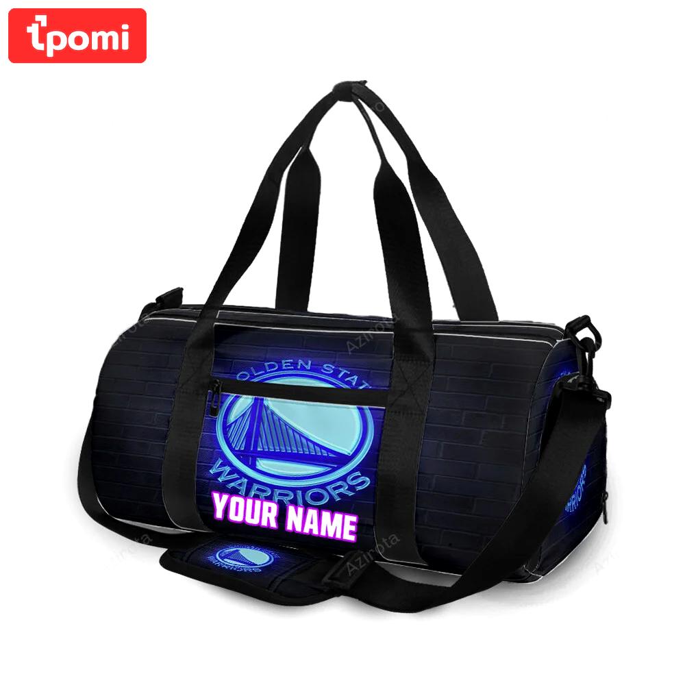 Golden state warriors emblem neon on the wall personalized name travel bag gym bag 1441 Travel Bag