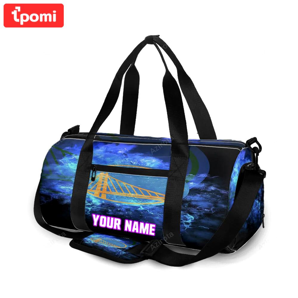 Golden state warriors emblem texture thunder personalized name travel bag gym bag 693 Travel Bag