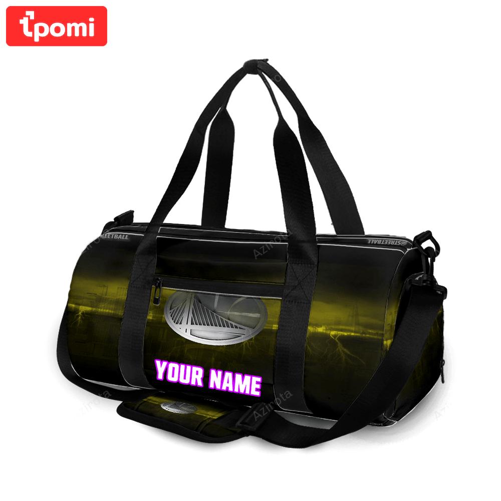 Golden state warriors emblem texture thunder2 personalized name travel bag gym bag 347 Travel Bag