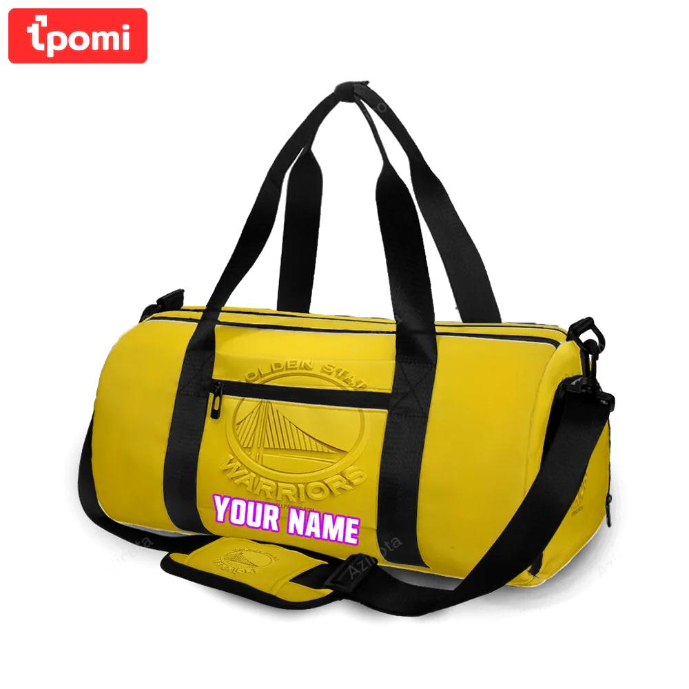 Golden state warriors emblem texture5 yellow personalized name travel bag gym bag 1820 Travel Bag