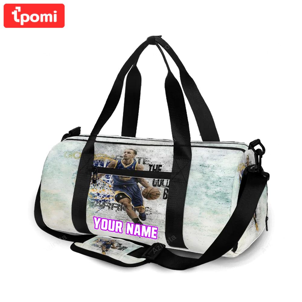 Golden state warriors stephen curry 30 texture2 personalized name travel bag gym bag 866 Travel Bag