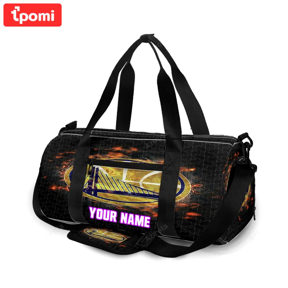 Golden state warriors texture emblem puzzle personalized name travel bag gym bag 1842 Travel Bag