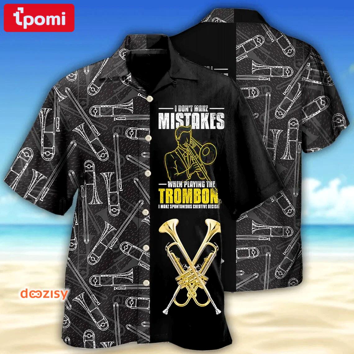 Golden trombone hawaiian shirt beach shirt gift for men and women summer trip Hawaii Shirt Shorts & Flip Flops