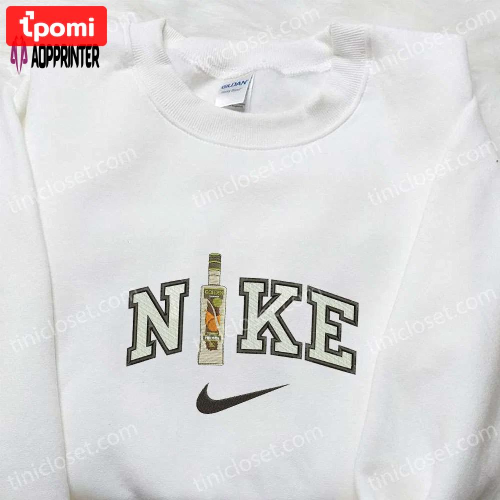 Golden wine bottle x nike embroidered shirt & hoodie: best gift ideas for dad – favorite foods & drinks Embroidered Shirt