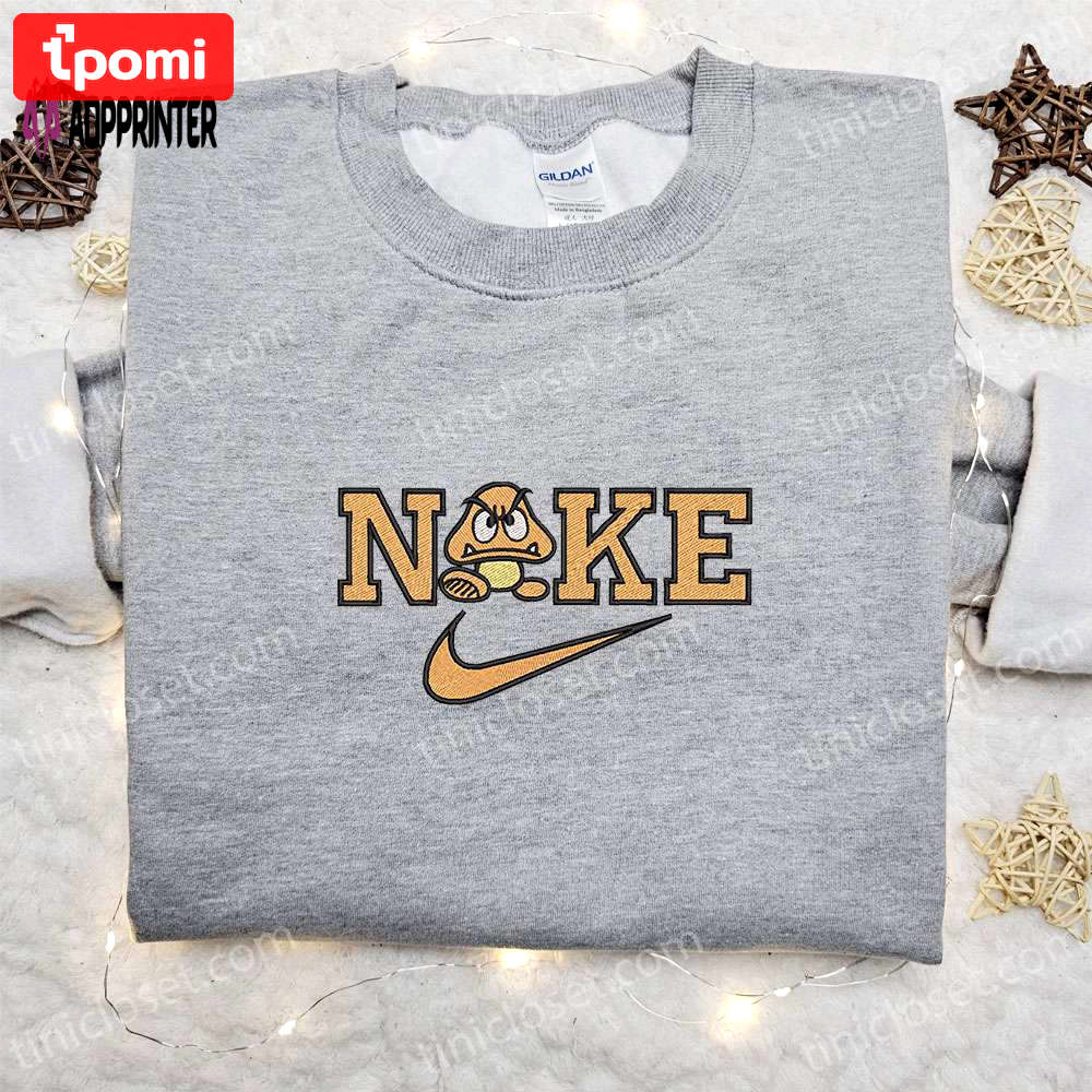Goomba x nike embroidered sweatshirt & super mario shirt: best birthday gift ideas Embroidered Shirt