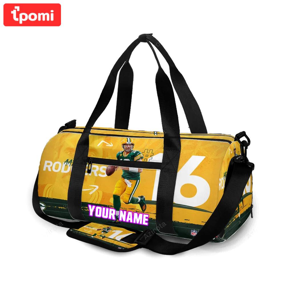 Green bay packers aaron jones no12 v5 personalized name travel bag gym bag 226 Travel Bag