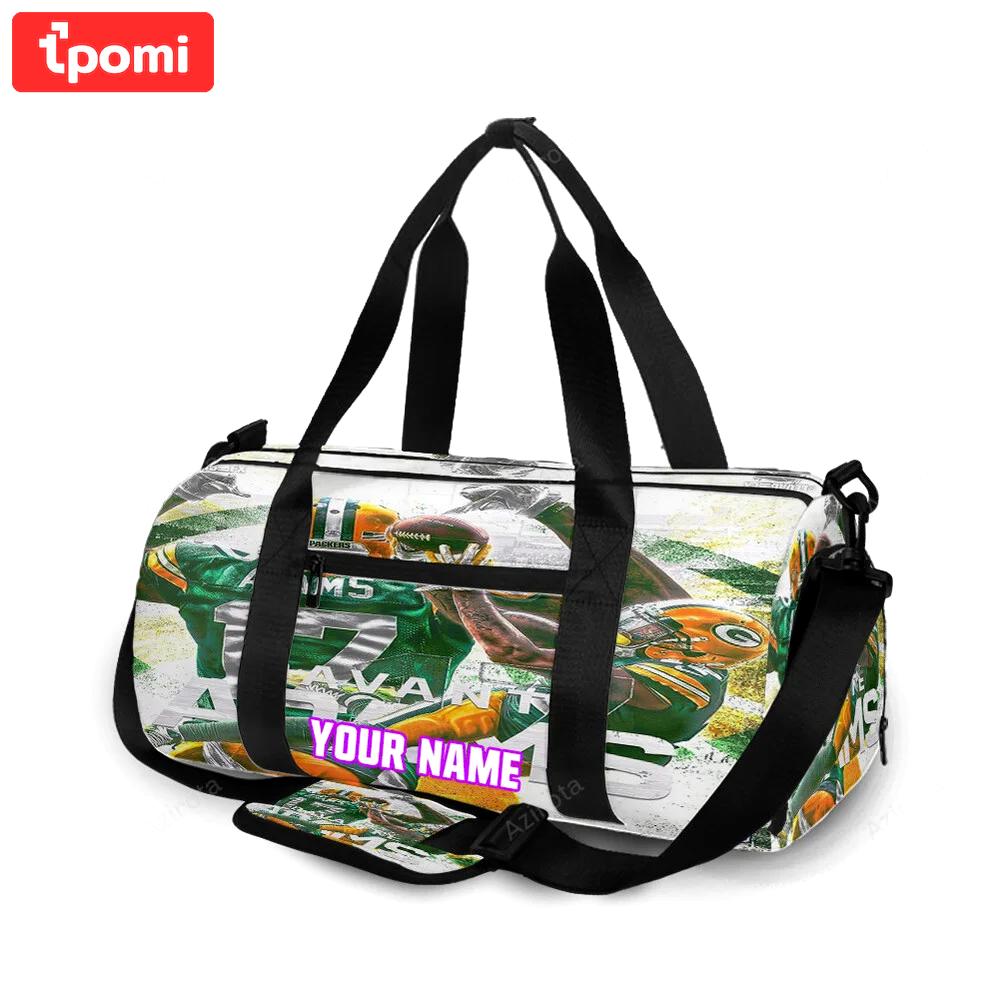 Green bay packers davante adams no17 v3 personalized name travel bag gym bag 1301 Travel Bag