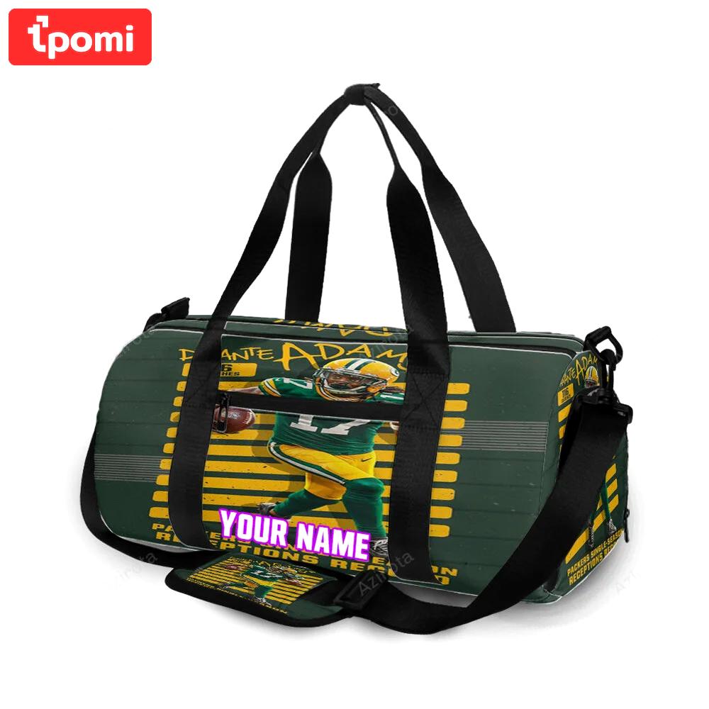 Green bay packers davante adams no17 v7 personalized name travel bag gym bag 1094 Travel Bag