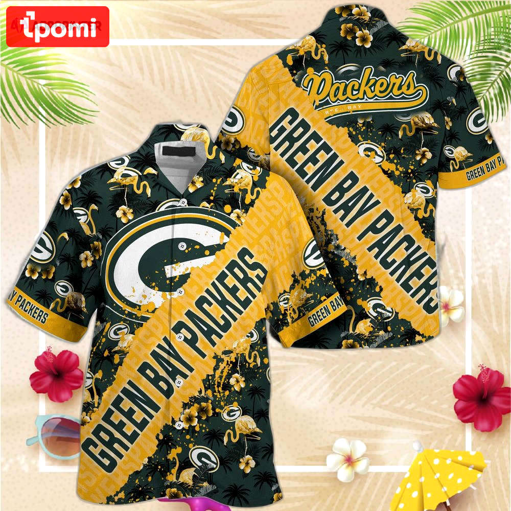 Green bay packers nfl trending summer hawaiian shirt with tropical patterns Hawaii Shirt