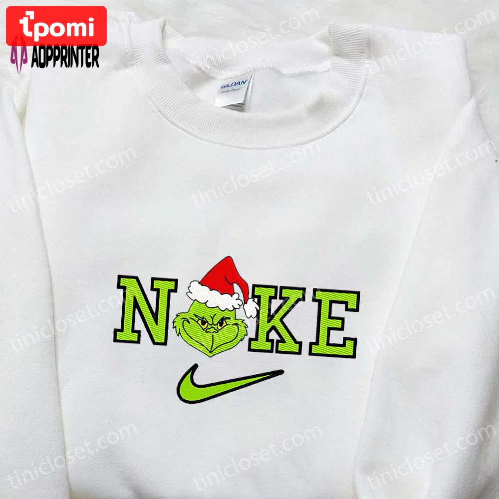 Grinch christmas x nike movie embroidered sweatshirt – best gift idea for nike fans Embroidered Shirt