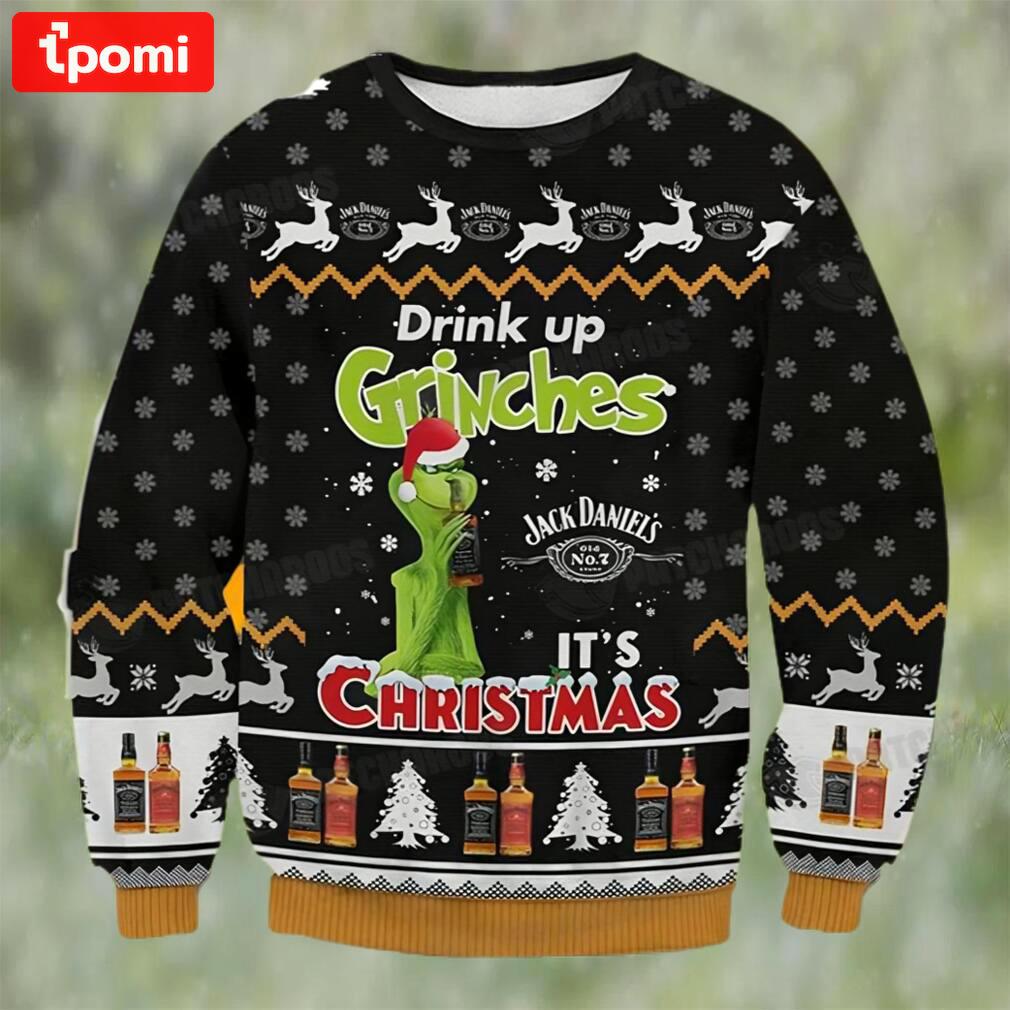 Grinch drink up ugly christmas sweater 3d funny gift Christmas Ugly Sweater