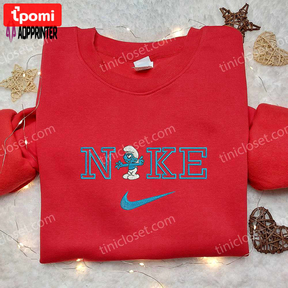 Grouchy smurf x nike embroidered sweatshirt – the smurf shirt nike inspired Embroidered Shirt