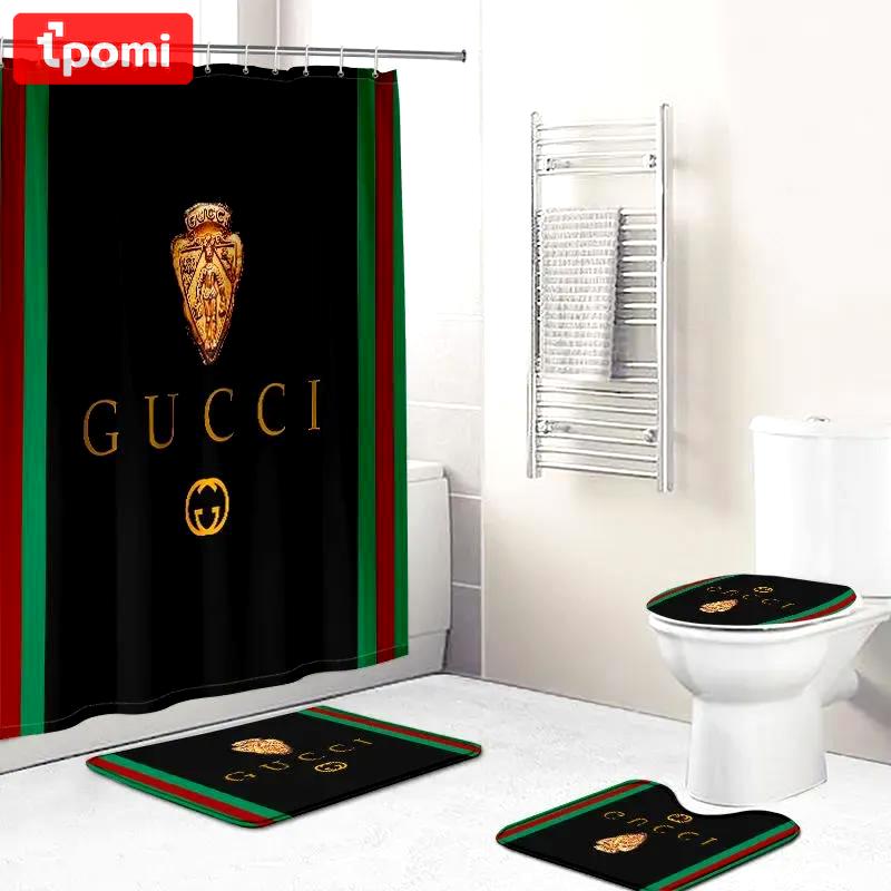 Gucci black green red full home decor bath mat luxury fashion brand hypebeast bathroom sets Bathroom Set