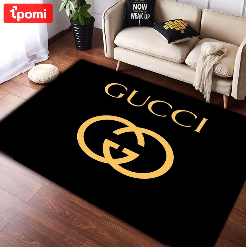 Gucci black logo type 265. Upgrade Your Living Room with Luxury Home Decor: Area Carpets, Floor Decor, Door Mats, and Hot Gift Items with style a High-End Fashion Brand Rectangle Rug