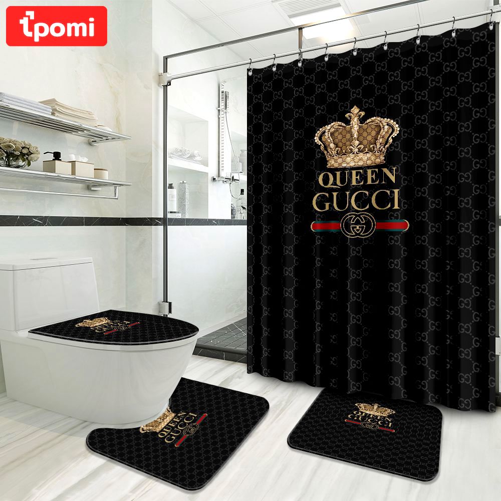 Gucci black queen luxury brand logo premium bathroom set home decor Bathroom Set