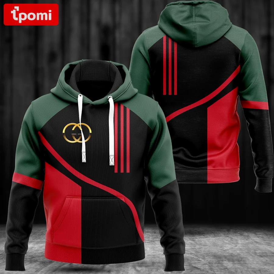 Gucci dark green red luxury brand premium hoodie for men women Hoodie 3D