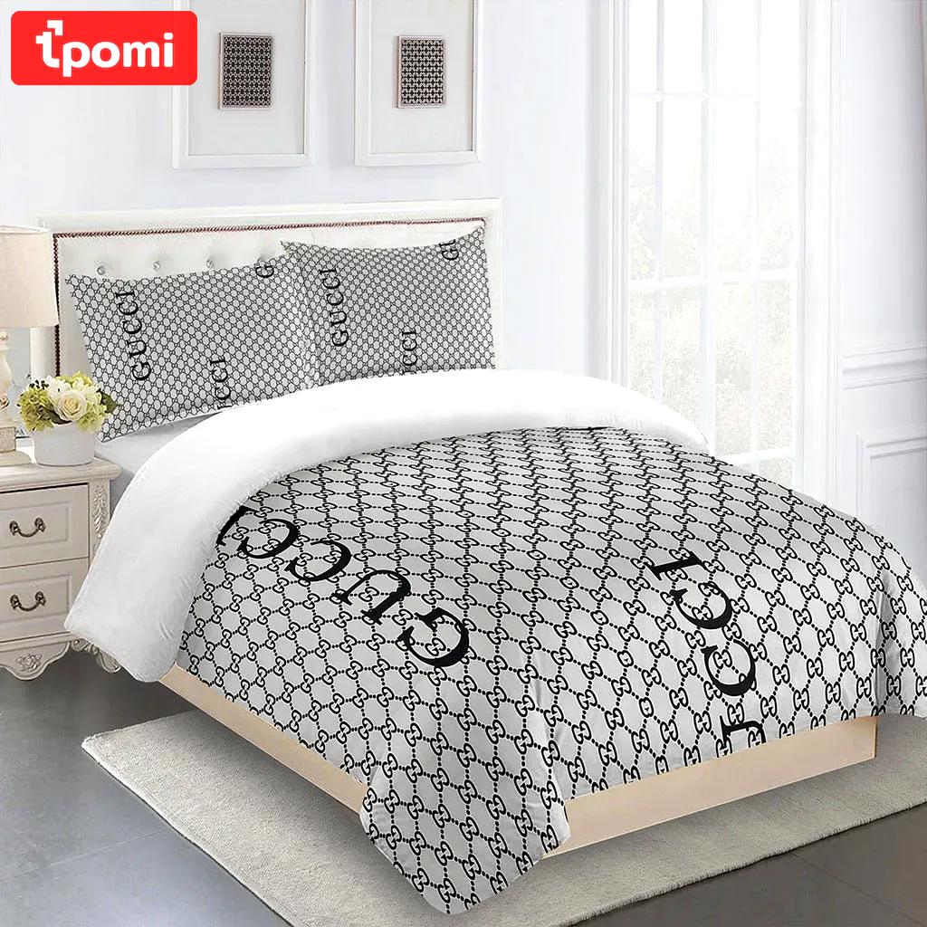 Gucci fashion logo limited luxury brand bedding sets, bedroom decor , thanksgiving decorations for home 23 best luxury bed sets gift thankgivings and christmas Bedding Sets