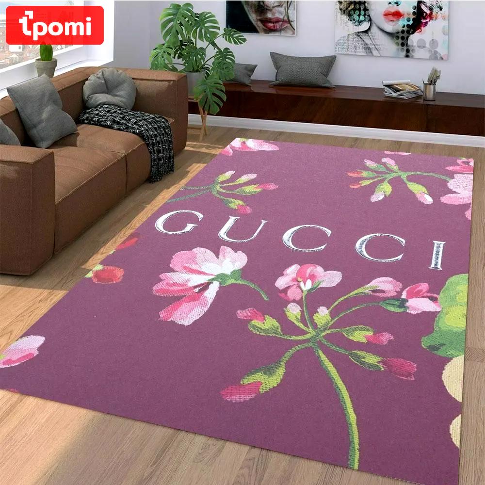 Gucci flower logo type 290. Upgrade Your Living Room with Luxury Home Decor: Area Carpets, Floor Decor, Door Mats, and Hot Gift Items with style a High-End Fashion Brand Rectangle Rug
