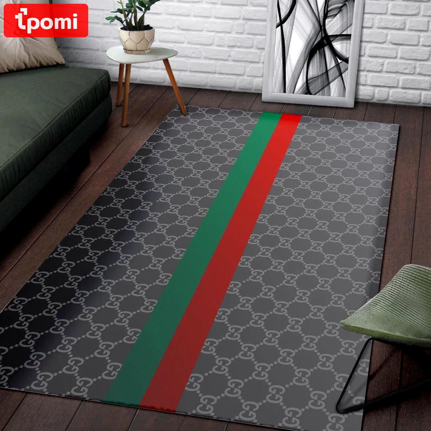 Gucci logo type 304. Upgrade Your Living Room with Luxury Home Decor: Area Carpets, Floor Decor, Door Mats, and Hot Gift Items with style a High-End Fashion Brand Rectangle Rug