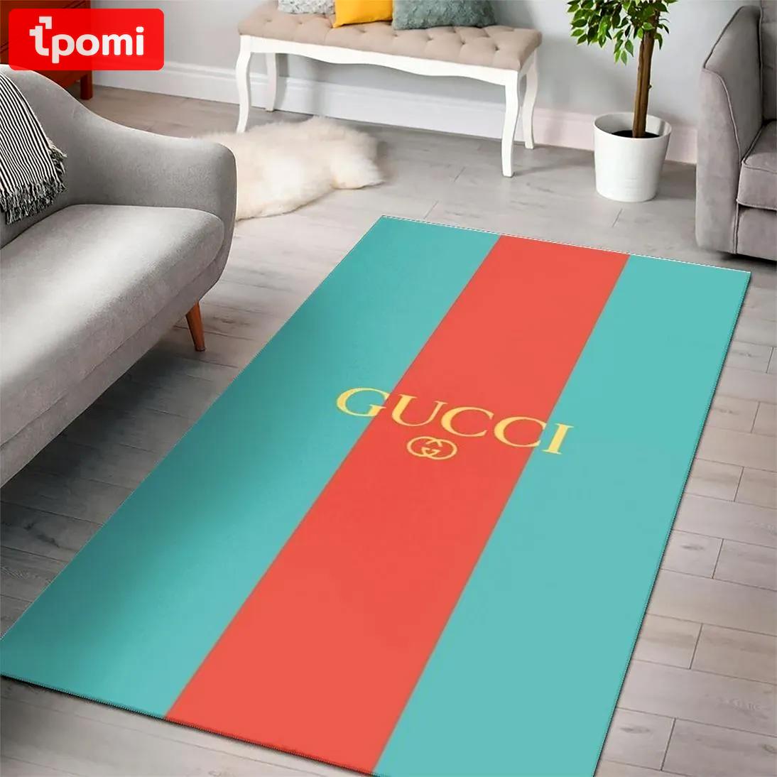 Gucci logo type 309. Upgrade Your Living Room with Luxury Home Decor: Area Carpets, Floor Decor, Door Mats, and Hot Gift Items with style a High-End Fashion Brand Rectangle Rug