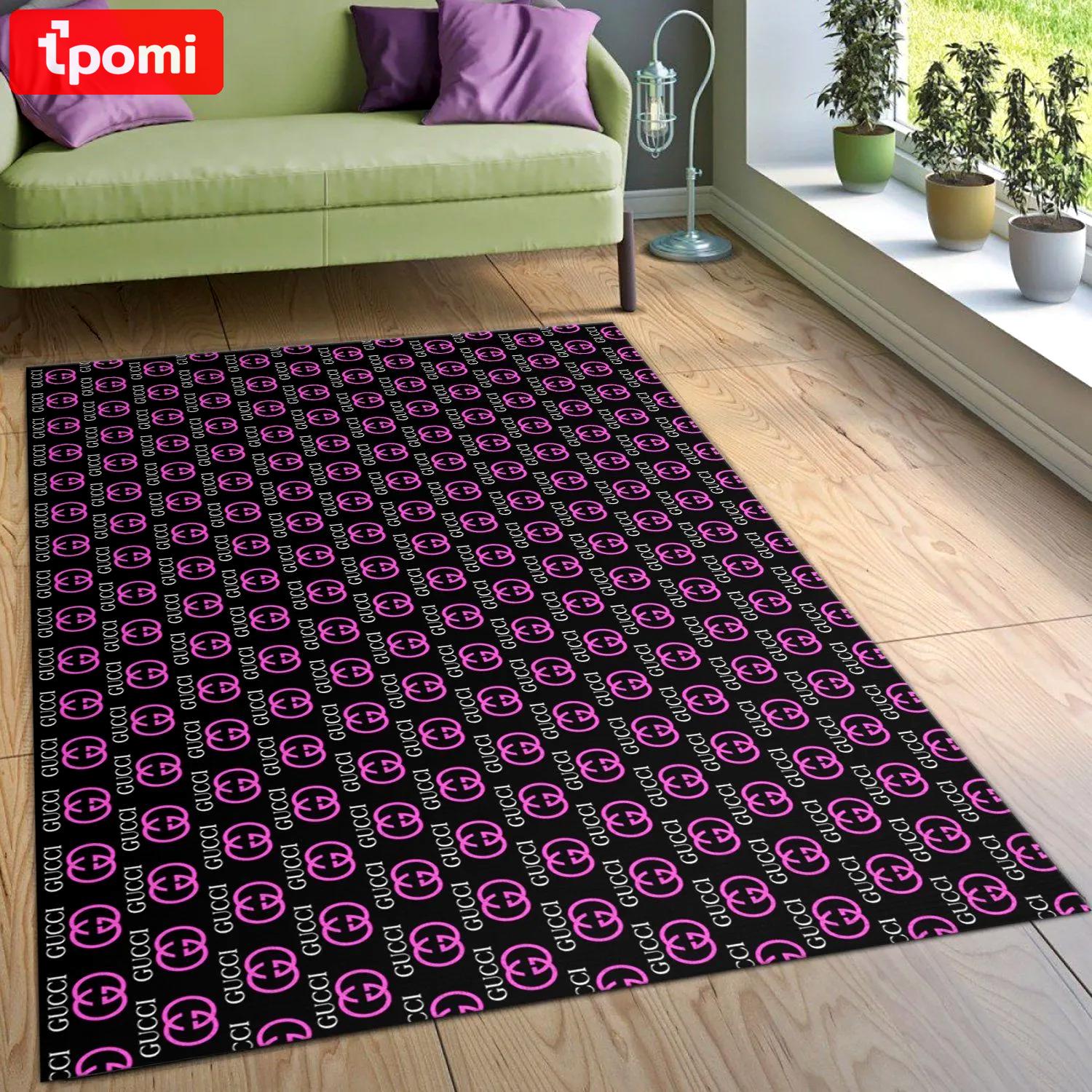 Gucci logo type 437. Upgrade Your Living Room with Luxury Home Decor: Area Carpets, Floor Decor, Door Mats, and Hot Gift Items with style a High-End Fashion Brand Rectangle Rug