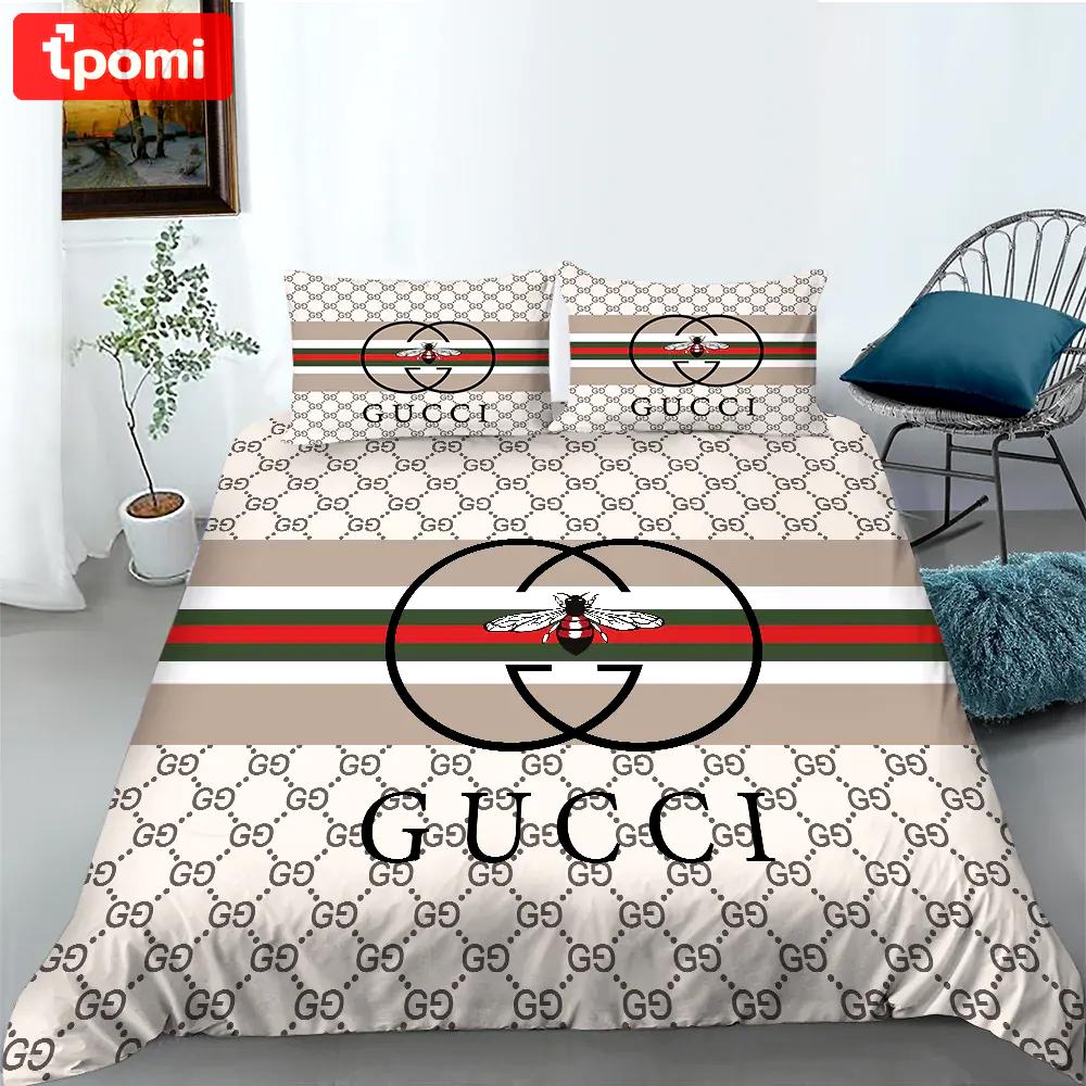 Gucci logo type 646 Bedding Sets bed linen bedclothes covers bedspread blankets luxury ideas home decor duvet premium fashion brand hyperbeast Bedroom sheets