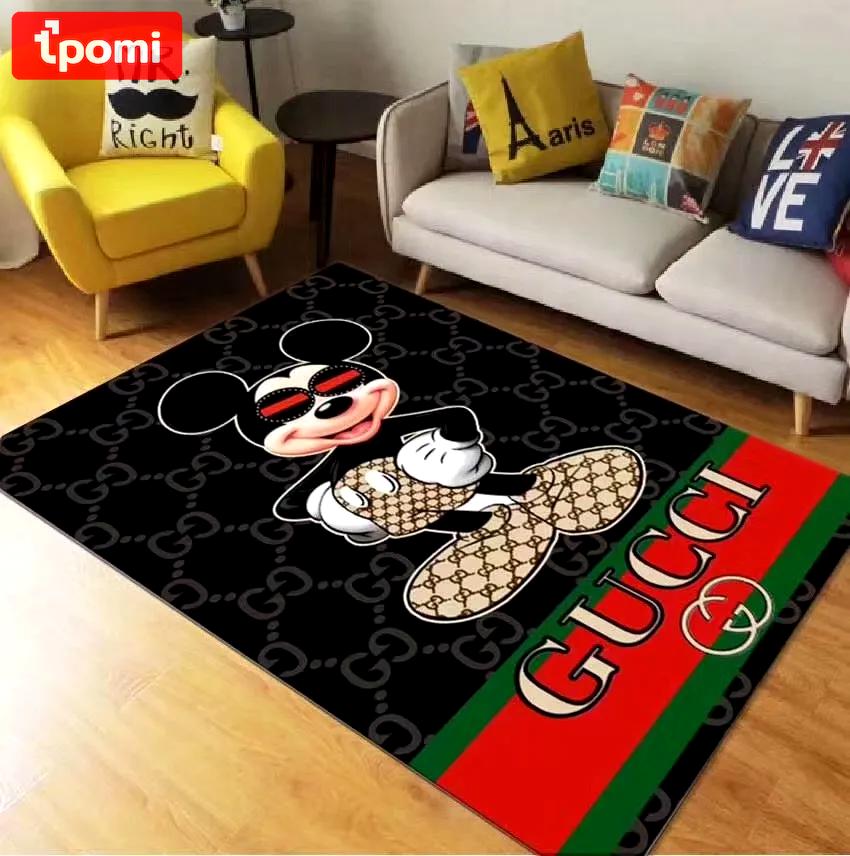 Gucci mickey mouse disney logo type 971. Upgrade Your Living Room with Luxury Home Decor: Area Carpets, Floor Decor, Door Mats, and Hot Gift Items with style a High-End Fashion Brand Rectangle Rug