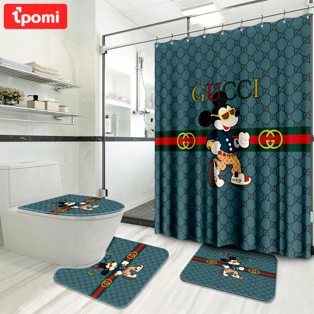 Gucci mickey mouse luxury brand logo premium bathroom set home decor Bathroom Set