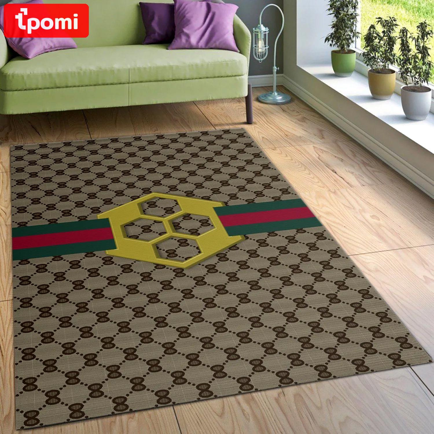Gucci monogram logo type 963. Upgrade Your Living Room with Luxury Home Decor: Area Carpets, Floor Decor, Door Mats, and Hot Gift Items with style a High-End Fashion Brand Rectangle Rug