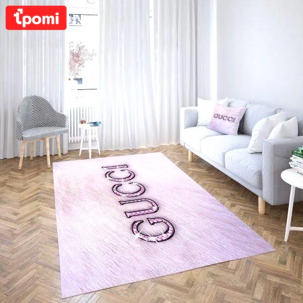 Gucci pink logo type 329. Upgrade Your Living Room with Luxury Home Decor: Area Carpets, Floor Decor, Door Mats, and Hot Gift Items with style a High-End Fashion Brand Rectangle Rug