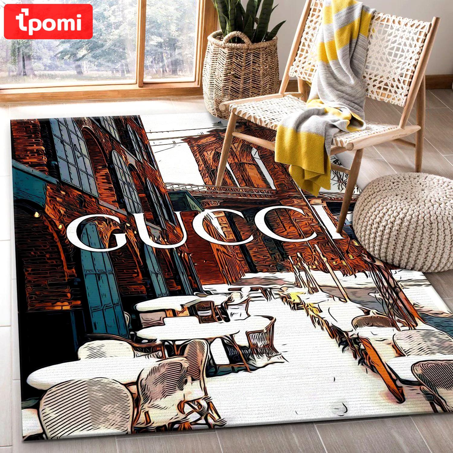 Gucci royal logo type 342. Upgrade Your Living Room with Luxury Home Decor: Area Carpets, Floor Decor, Door Mats, and Hot Gift Items with style a High-End Fashion Brand Rectangle Rug