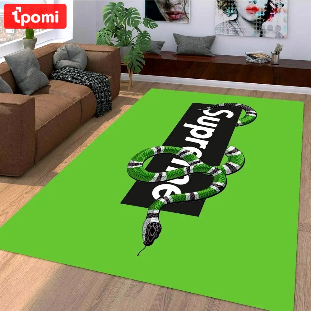 Gucci supreme snake logo type 906. Upgrade Your Living Room with Luxury Home Decor: Area Carpets, Floor Decor, Door Mats, and Hot Gift Items with style a High-End Fashion Brand Rectangle Rug