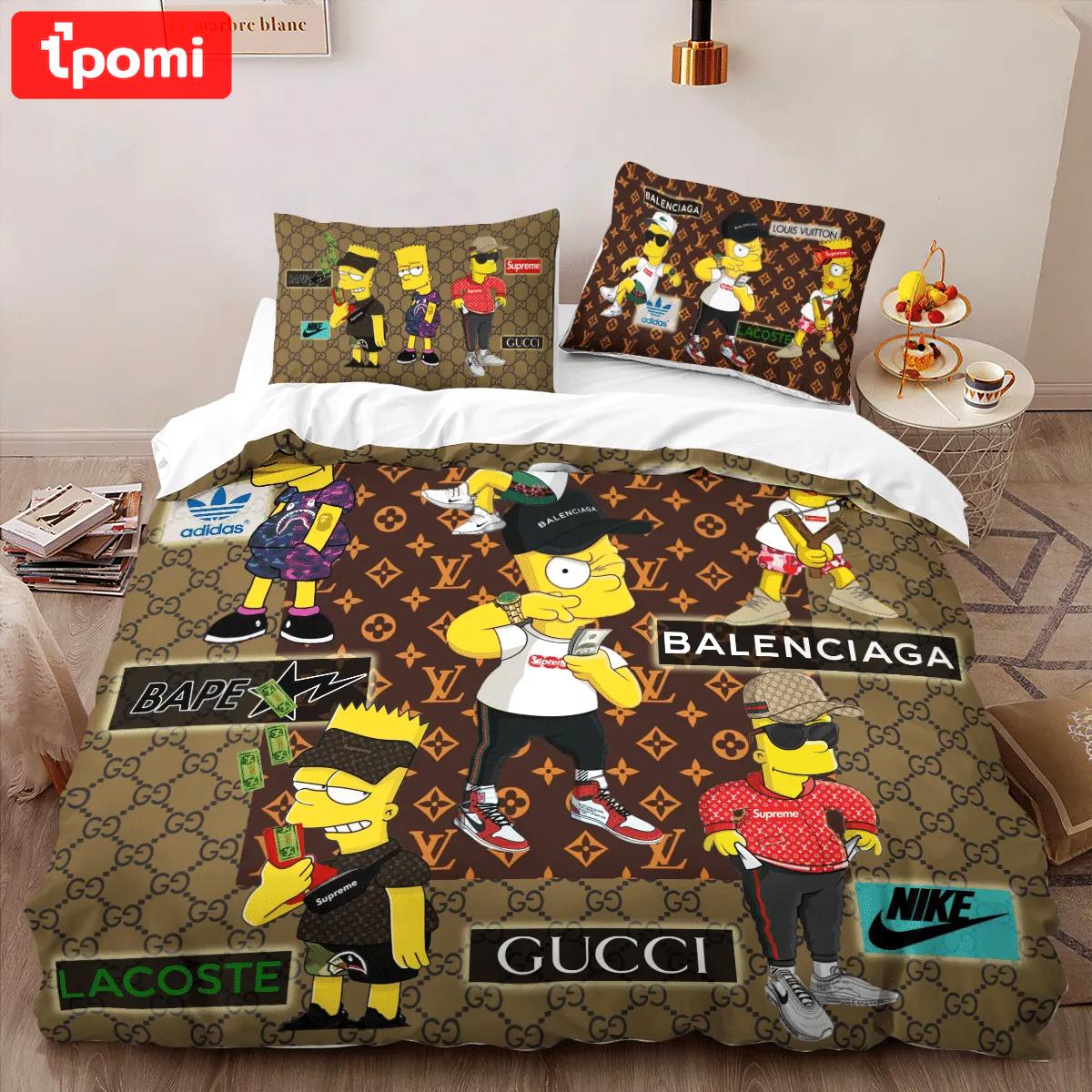 Gucci the simpsons logo type 1156 Bedding Sets bedspread hyperbeast Bedroom luxury ideas blankets duvet sheets bedclothes home decor bed linen covers premium fashion brand