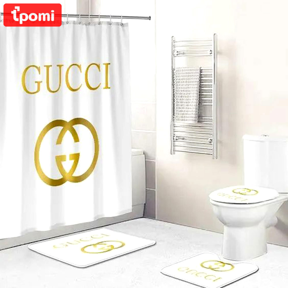 Gucci white luxury fashion brand home decor hypebeast bathroom sets bath mat Bathroom Set