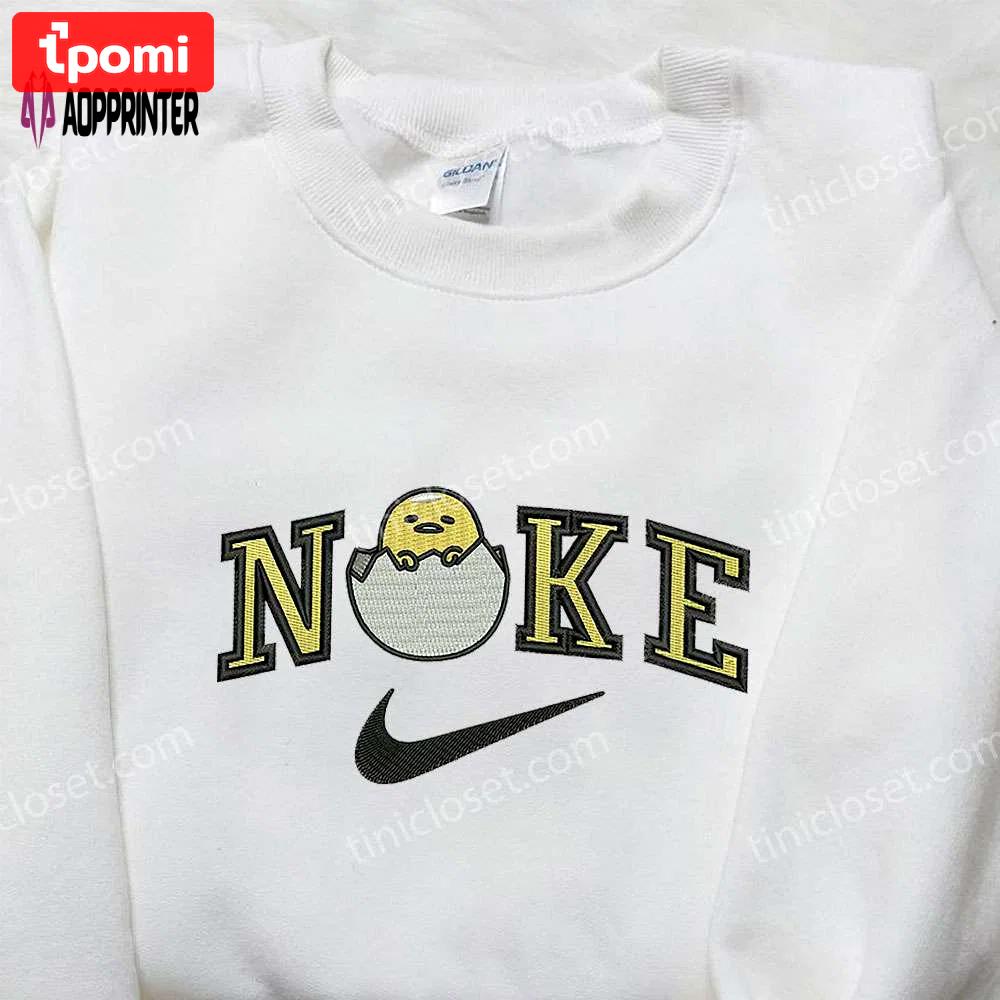 Gudetama x nike embroidered shirt: cartoon & nike inspired design Embroidered Shirt