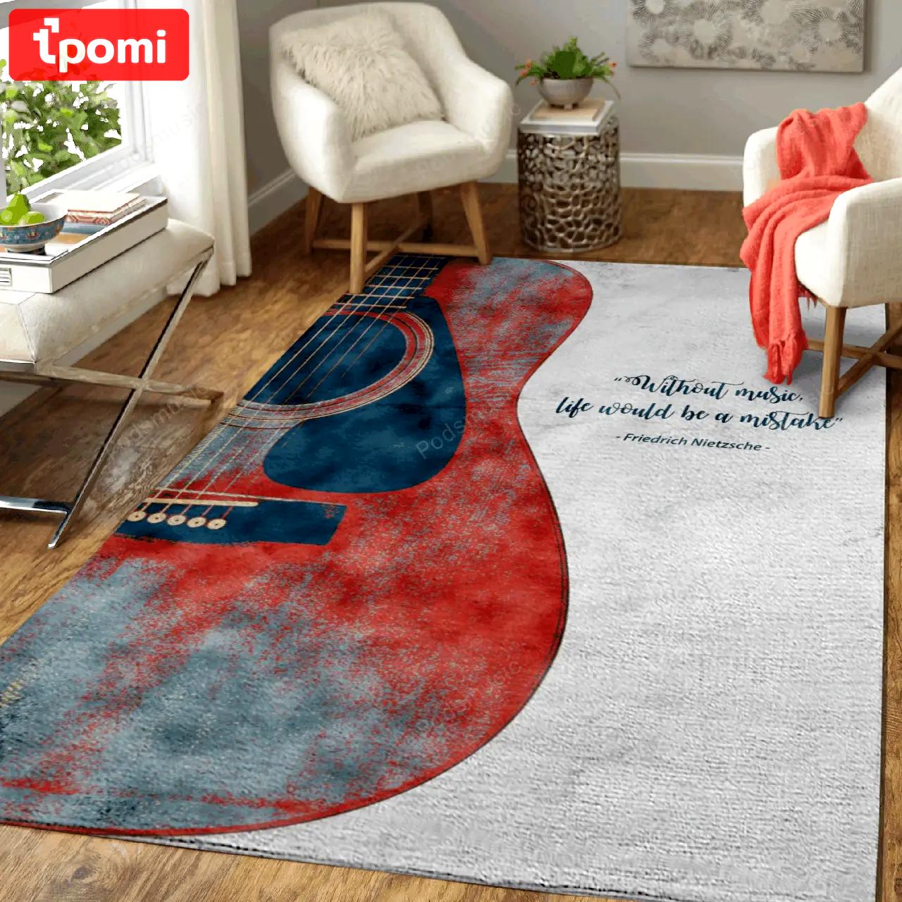 Guitar quote music quote art for fans area rug living room carpet rug regtangle carpet floor decor home decor Rectangle Rug