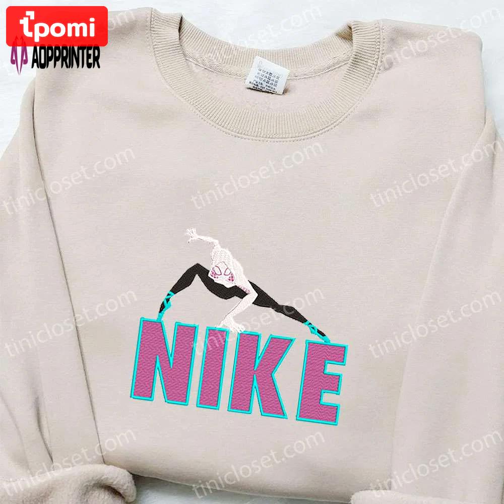 Gwen stacy x nike cartoon embroidered sweatshirt – marvel comic & nike inspired shirt Embroidered Shirt