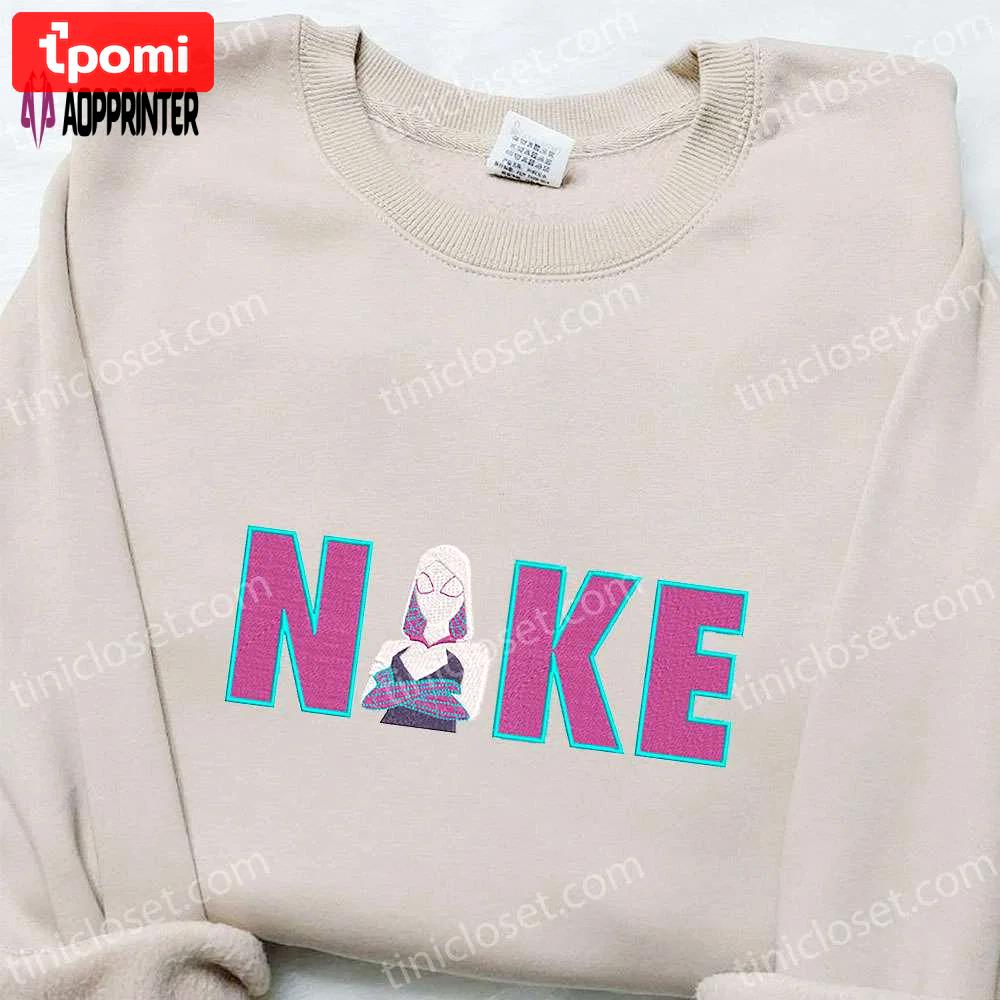 Gwen stacy x nike cartoon embroidered tshirt: marvel comic inspired shirt Embroidered Shirt