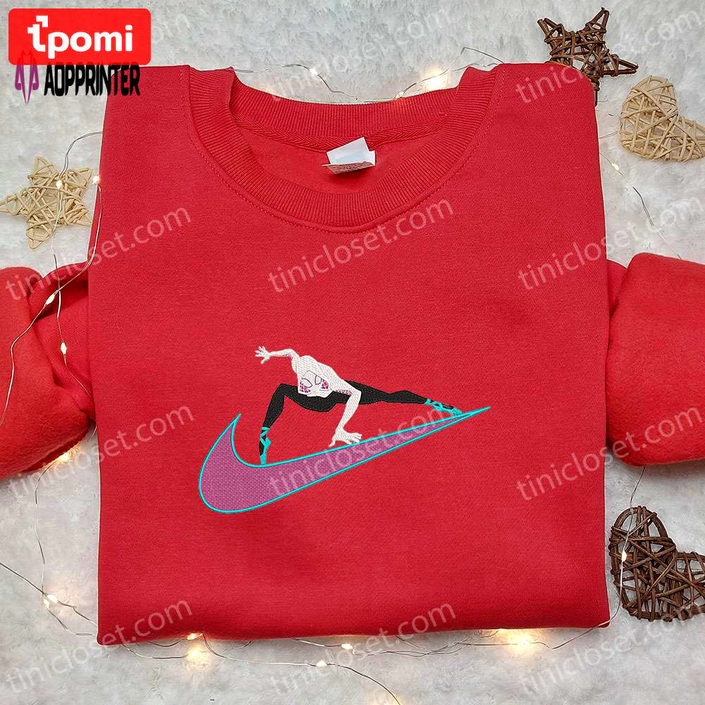 Gwen stacy x nike swoosh cartoon & marvel cosmic embroidered shirts – nike inspired collection Embroidered Shirt