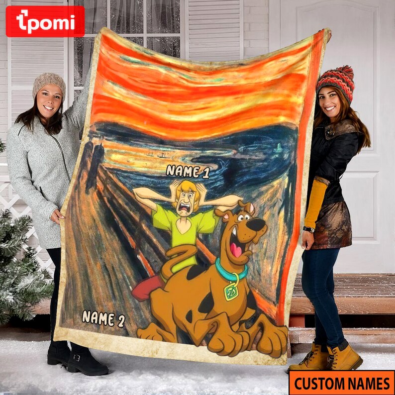 Halloween decorations custom name scooby-doo fleece blanket, scooby doo ruh roh blanket, scooby-doo halloween blanket, dinkley shaggy rogers, christmas gifts Quilt Blanket