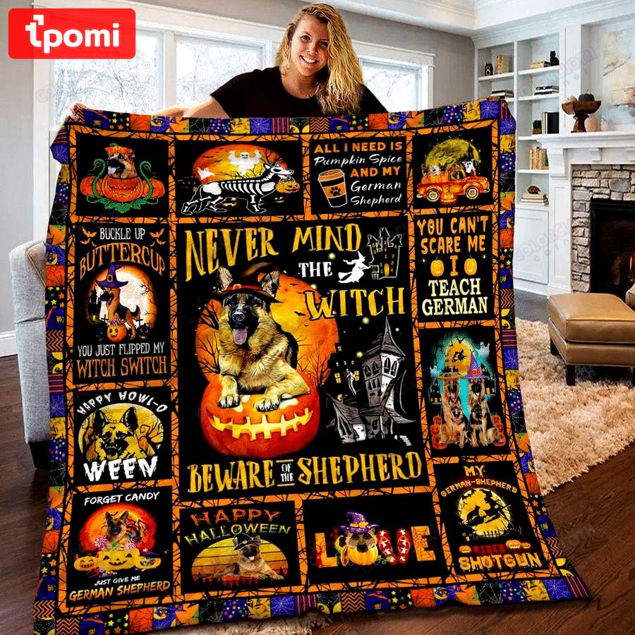 Halloween decorations german shepherd halloween quilt blanket tv056042 Quilt Blanket
