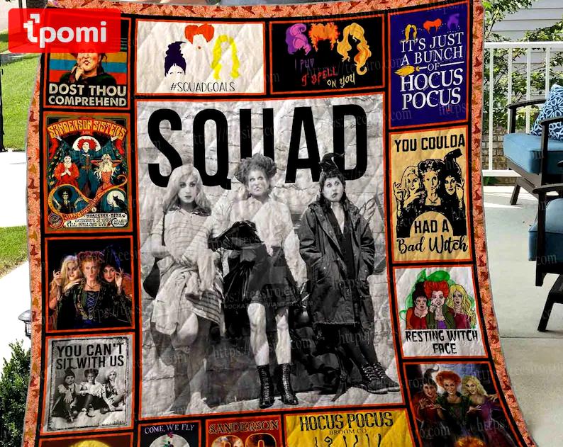 Halloween decorations hocus pocus fleece blanket, sanderson sister blanket, hocus pocus squad blanket, horror movie blanket, halloween gifts, christmas gifts Quilt Blanket