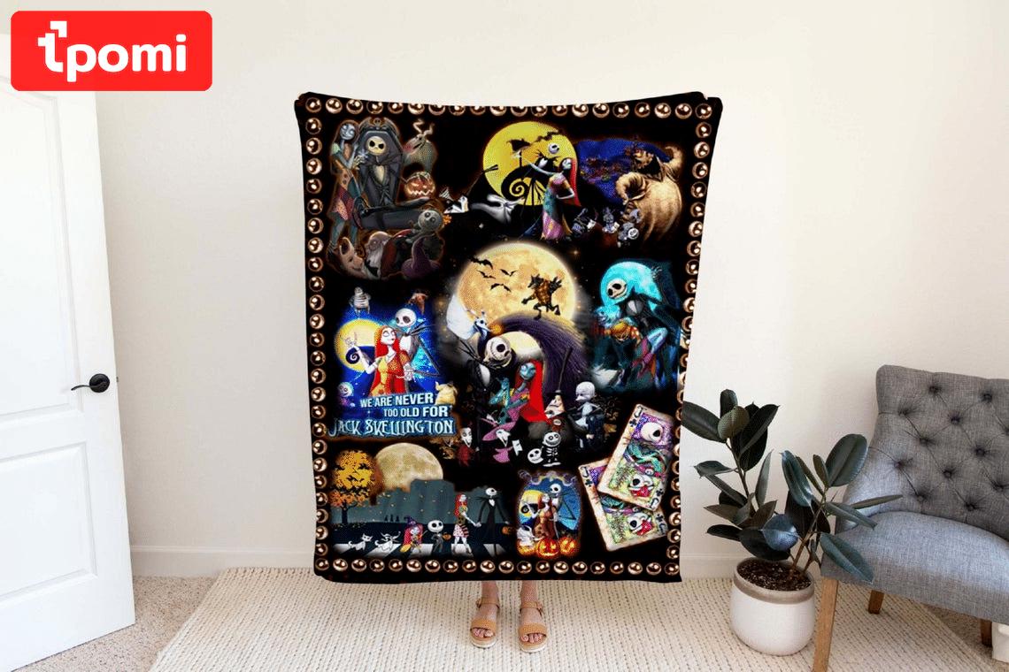 Halloween decorations jack skellington and sally halloween fleece & quilt blanket av0001170 Quilt Blanket