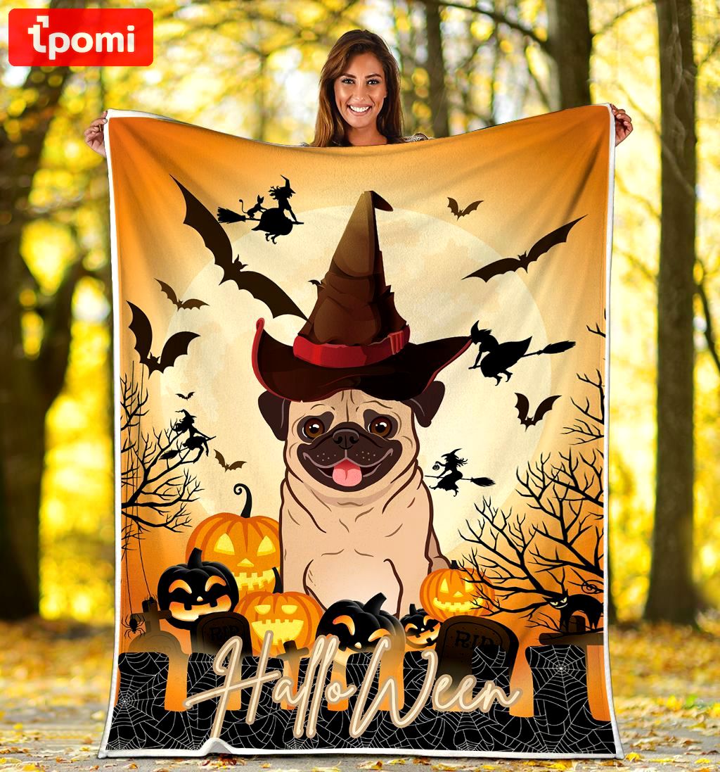 Halloween decorations pug halloween – dog fleece blanket – quilt blanket Quilt Blanket